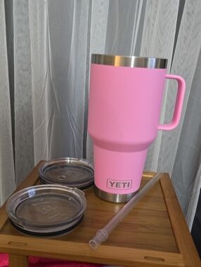 YETI Pink Rambler 35oz Tumbler with Lids and Straw